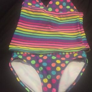 Girls Rainbow 2 piece swim suit.